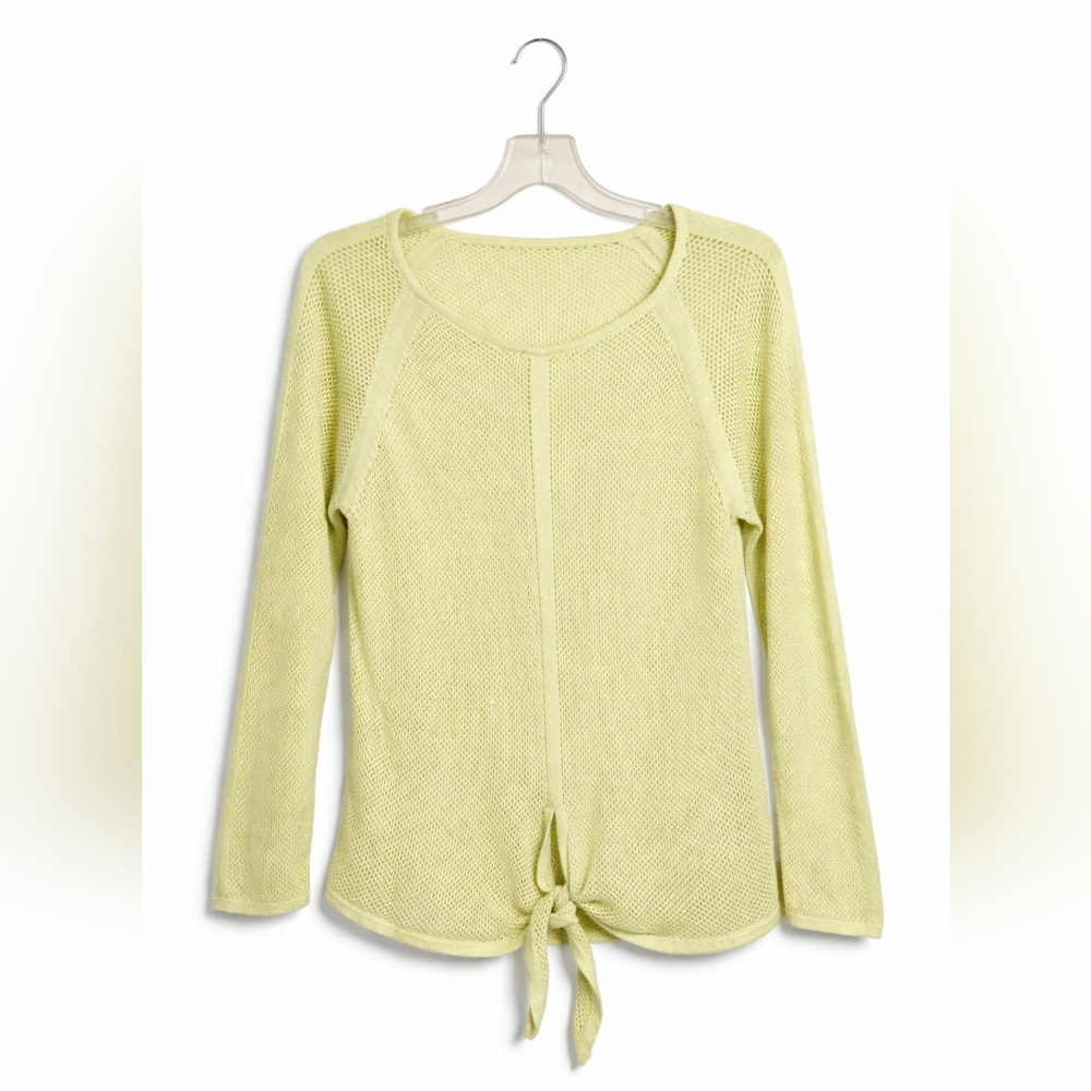 Chico's Soft Light Green Long Sleeve Mesh Knit Top Size Small (0)